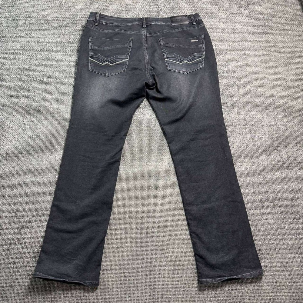 Point Zero Straight Leg Jeans Mens 38x33 Faded Black Contrast Stitch Denim
